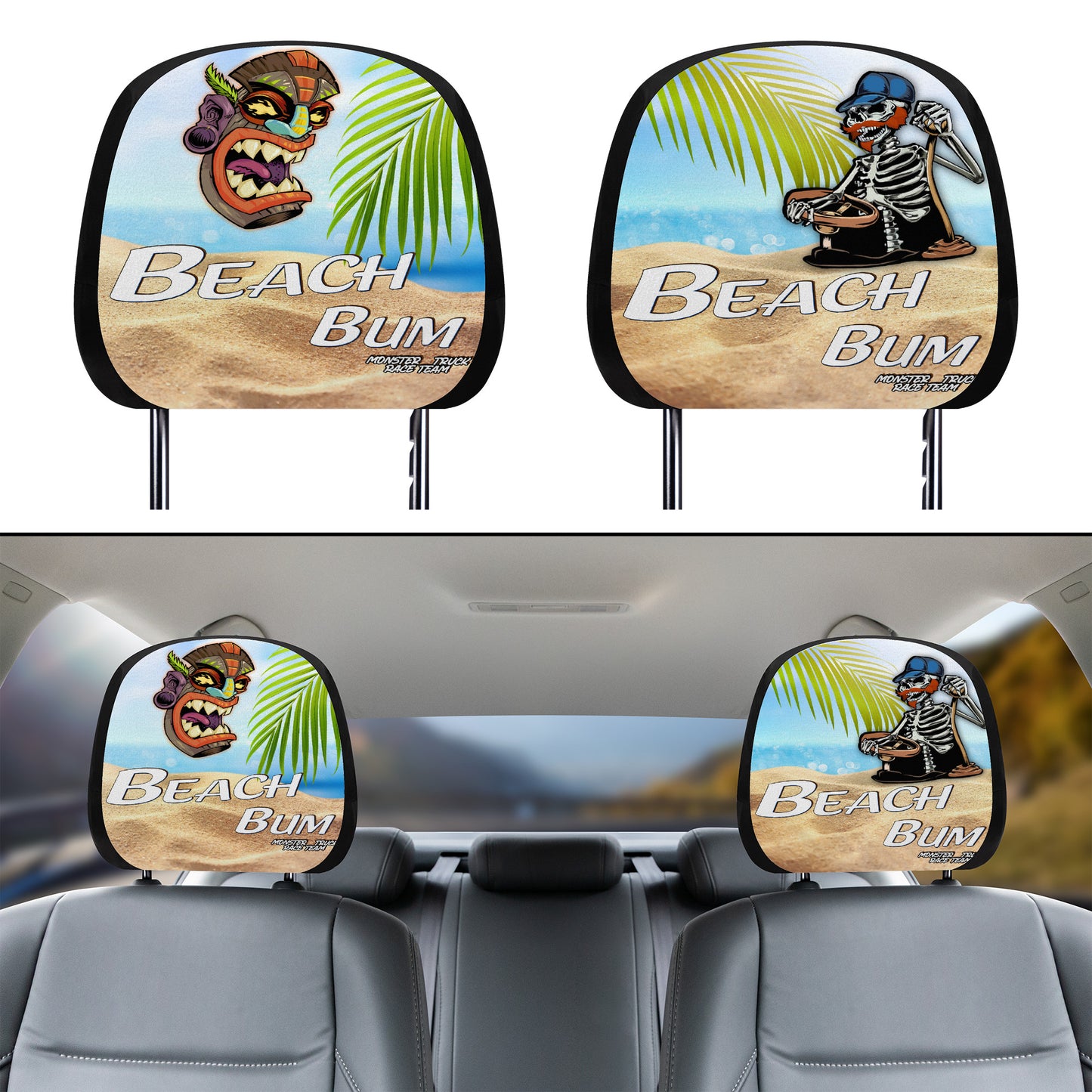 Beach Bum Car Headrest Covers