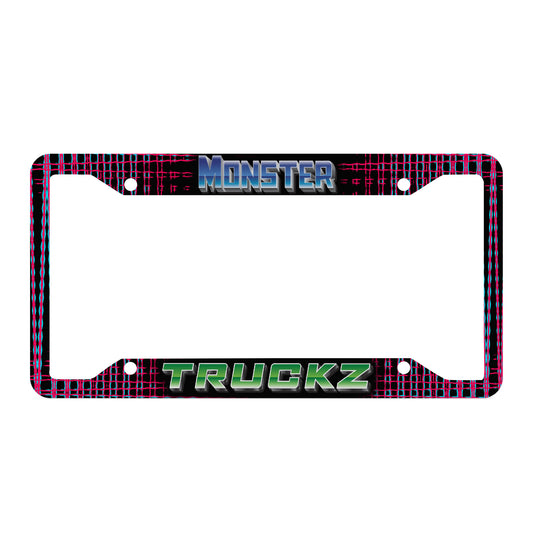MONSTER TRUCKZ (Black and Pink) License Plate Frames