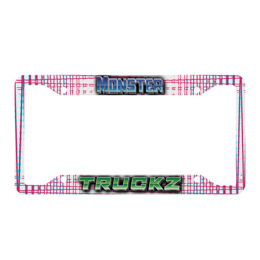 MONSTER TRUCKZ (White and Pink)  License Plate Frames